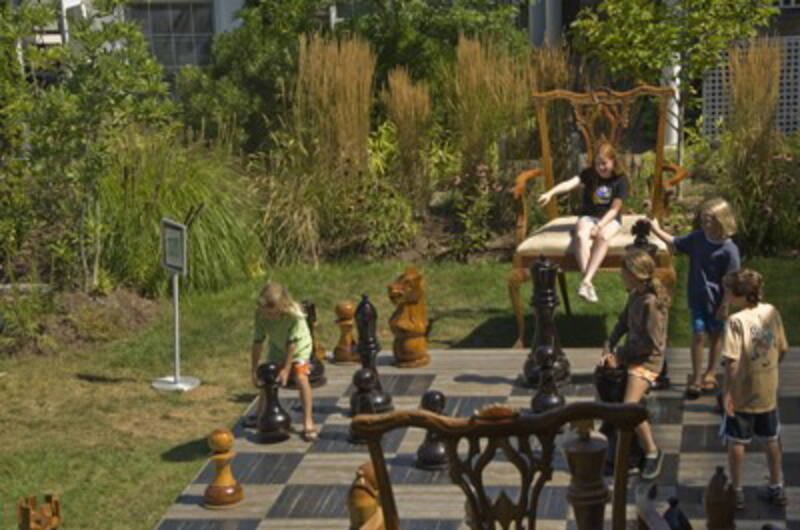 Outdoor Wooden Chess Sets on lawn