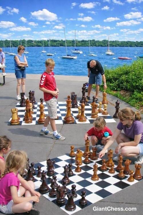 12&Prime; Sets giant teak chess photo