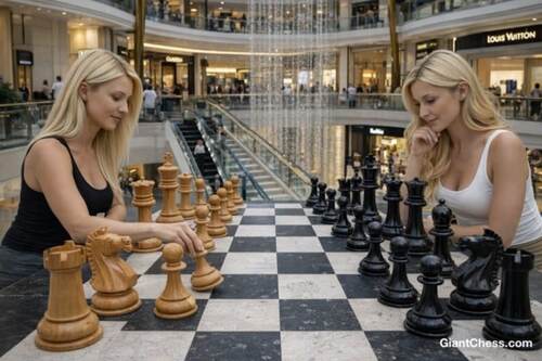 12&Prime; Sets giant teak chess photo