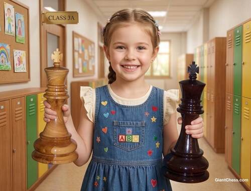 12&Prime; Sets giant teak chess photo