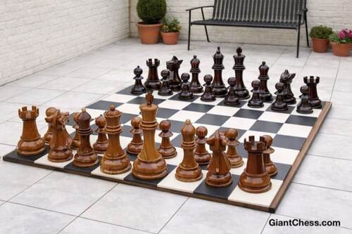 12&Prime; Sets giant teak chess photo