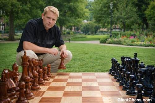 12&Prime; Sets giant teak chess photo