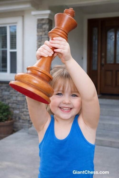 12&Prime; Sets giant teak chess photo
