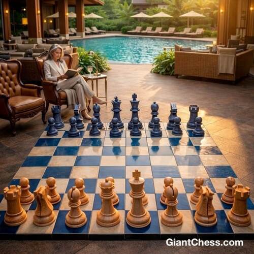 16&Prime; Sets giant teak chess photo