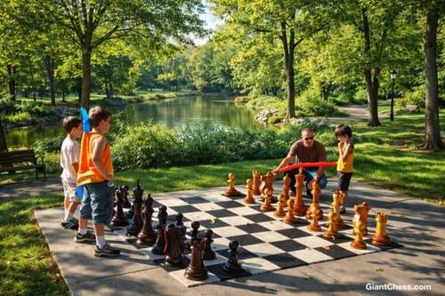 24&Prime; Sets giant teak chess photo