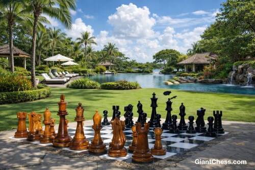 36&Prime; Sets giant teak chess photo
