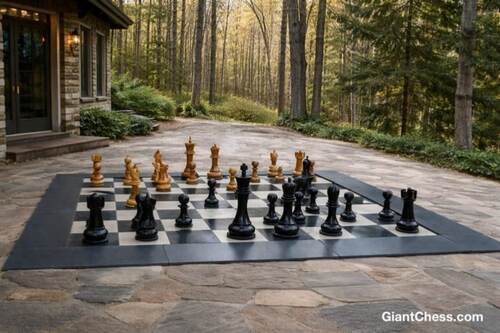 36&Prime; Sets giant teak chess photo
