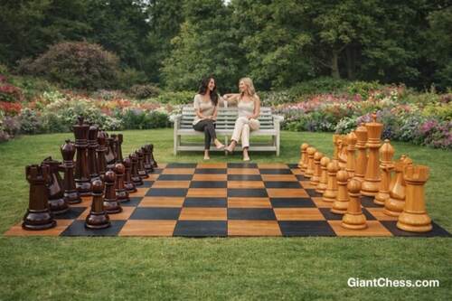 36&Prime; Sets giant teak chess photo