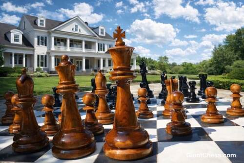36&Prime; Sets giant teak chess photo