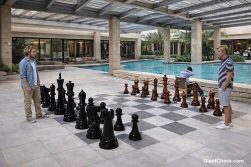 36&Prime; Sets giant teak chess photo