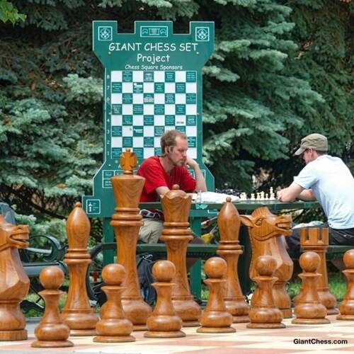 48&Prime; Sets giant teak chess photo