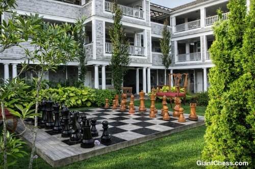 48&Prime; Sets giant teak chess photo