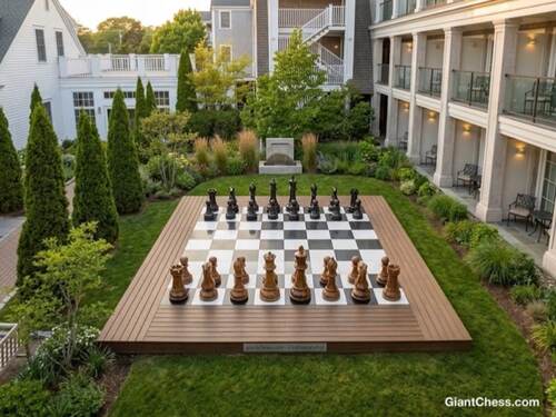 48&Prime; Sets giant teak chess photo