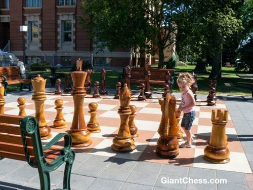 48&Prime; Sets giant teak chess photo