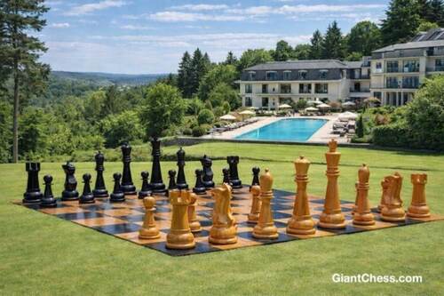 48&Prime; Sets giant teak chess photo