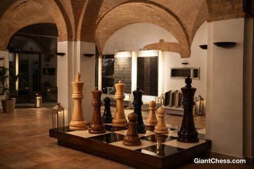 48&Prime; Sets giant teak chess photo