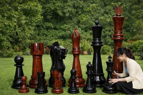 60&Prime; Sets giant teak chess photo