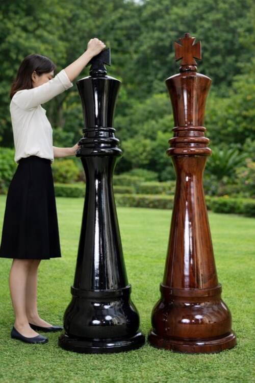 60&Prime; Sets giant teak chess photo