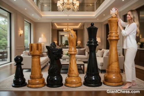 60&Prime; Sets giant teak chess photo