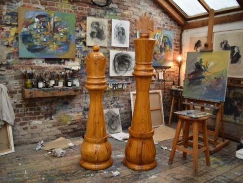 72&Prime; Sets giant teak chess photo