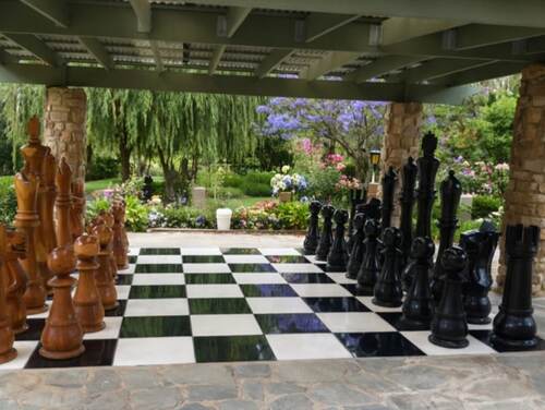 72&Prime; Sets giant teak chess photo