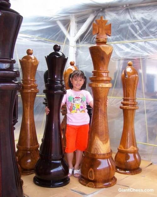 72&Prime; Sets giant teak chess photo