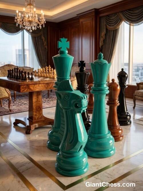 72&Prime; Sets giant teak chess photo