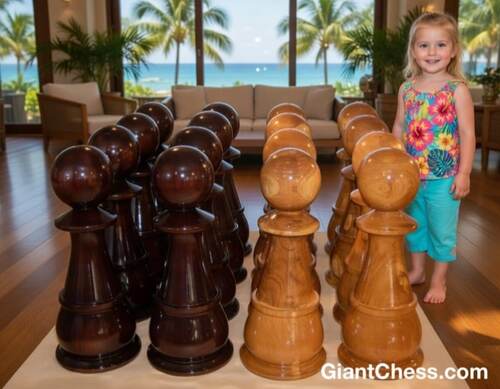 72&Prime; Sets giant teak chess photo