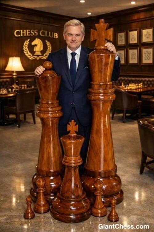 72&Prime; Sets giant teak chess photo