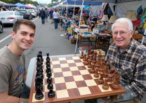 8&Prime; Sets giant teak chess photo