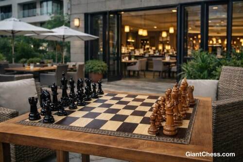 8&Prime; Sets giant teak chess photo