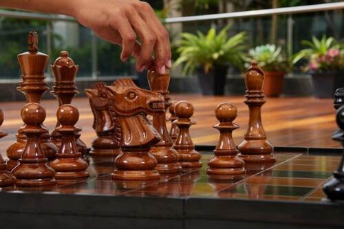 8&Prime; Sets giant teak chess photo