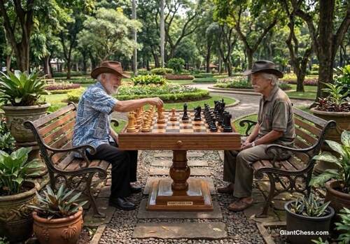 8&Prime; Sets giant teak chess photo