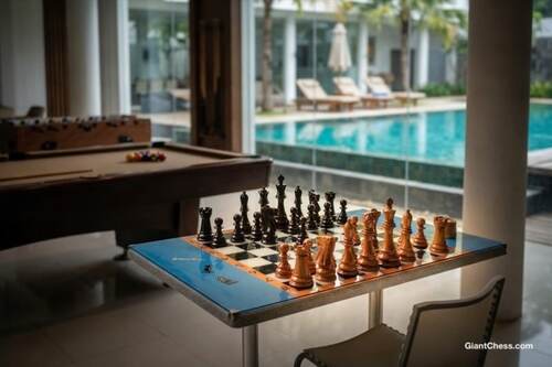 8&Prime; Sets giant teak chess photo