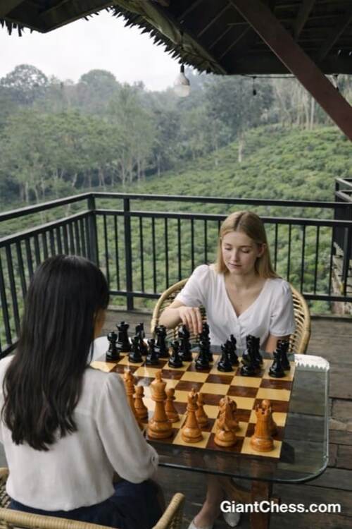 8&Prime; Sets giant teak chess photo