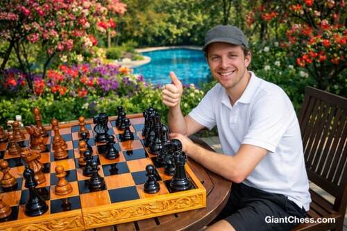 Chess Tables giant teak chess photo